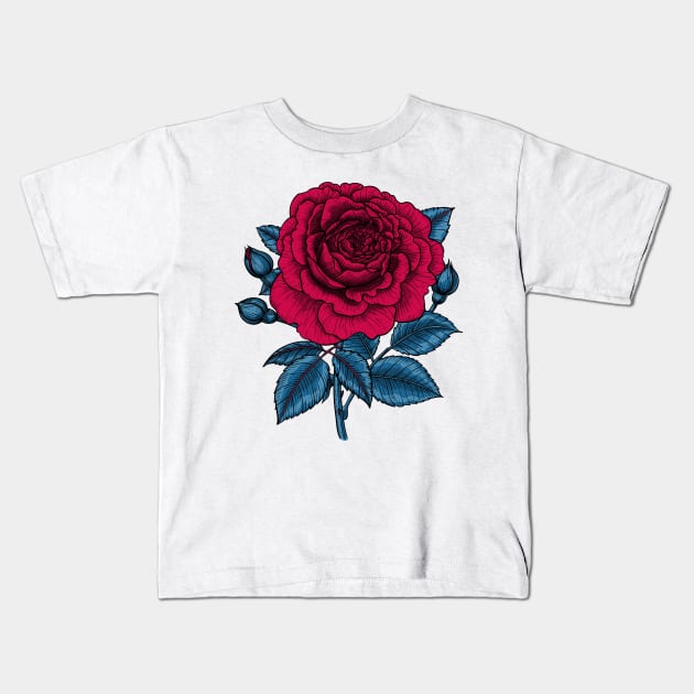 Red rose 2 Kids T-Shirt by katerinamk